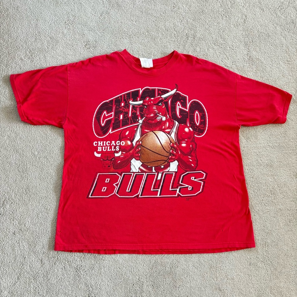 Vintage Chicago Bulls Shirt Men Red 90s Riddell Single Stitch Tee Size XL✅